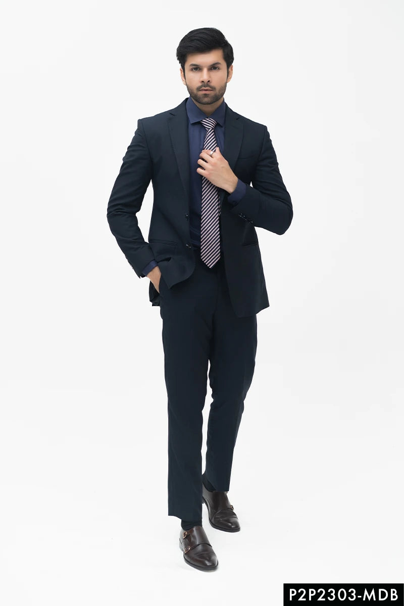 Mid-Blue Wool-Blend Two-Piece Suit (Jacket & Trousers) - Image 1