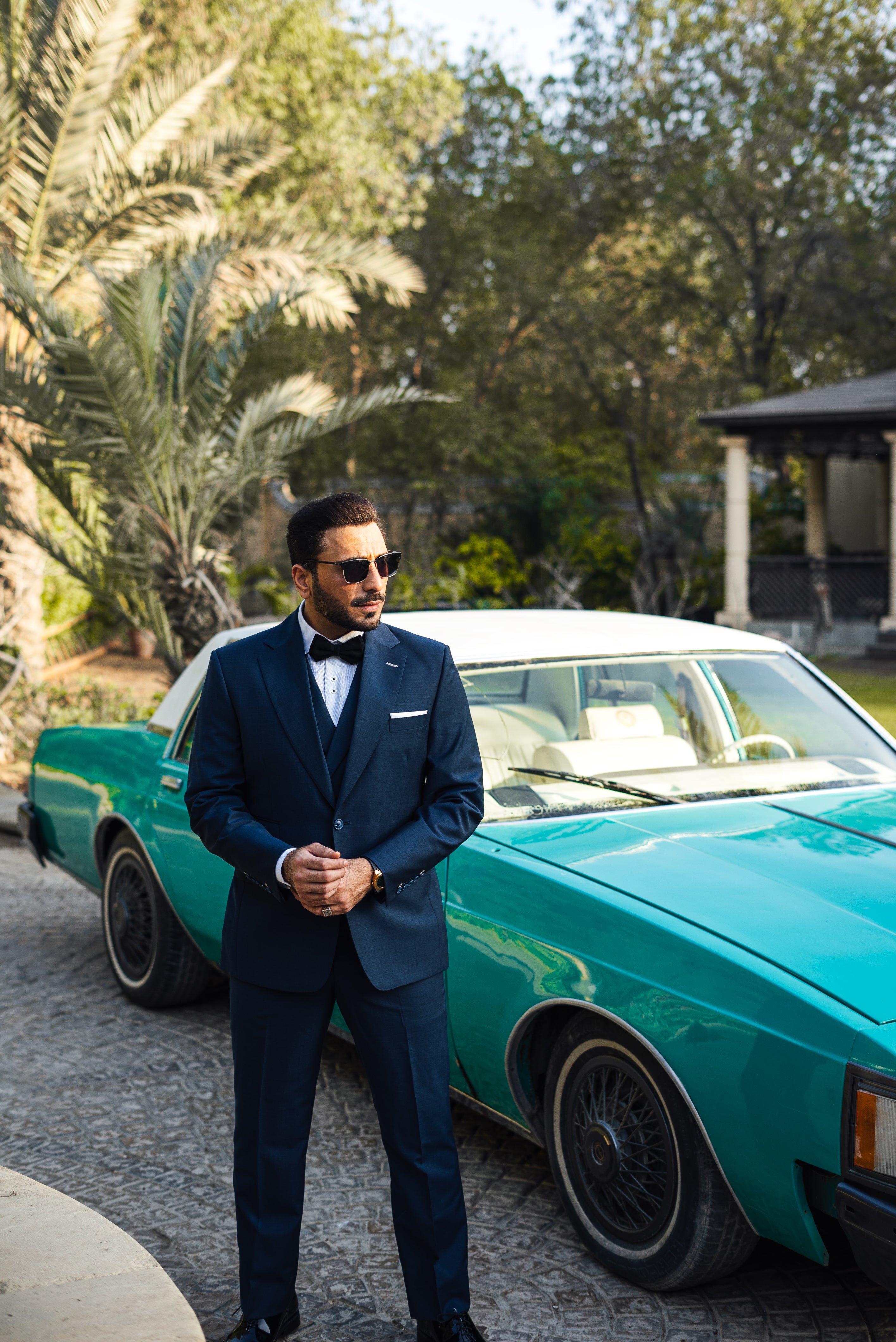 Blue Tailored Wool-Blend Three-Piece Tuxedo (Men's) - Image 3