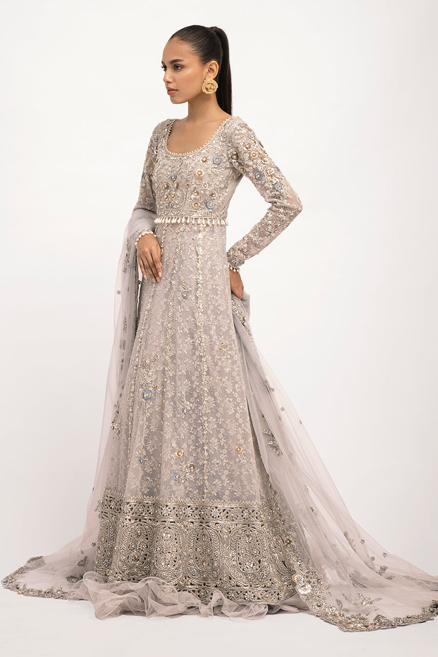 Baby Blue Embroidered French Net Pishwas (3-Piece) - Image 6