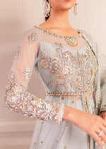 Ice Blue Embellished Net Pishwas Lehnga (3-Piece) - Image 3