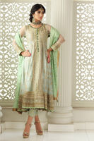 Pale Blue Gota Embroidered Net Pishwas (3-Piece) - Image 3