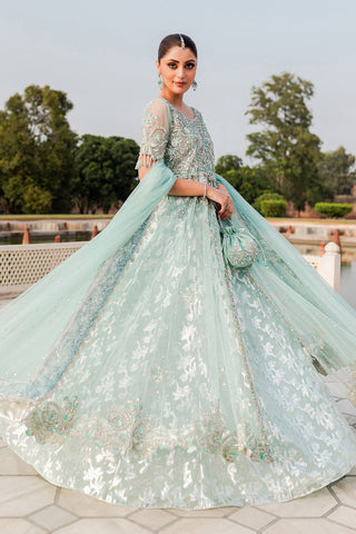 Ice Blue Embellished Net Pishwas Lehenga (3-Piece) - Image 4
