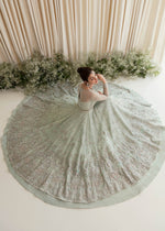 Aqua Embroidered Net Pishwas Dress (3-Piece) - Image 5