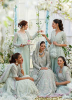 Pakistani Aqua Swarovski Embellished Net Pishwas (3-Piece) - Image 9