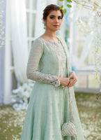 Aqua Hand-Embellished Net Pishwas Dress (2-Piece) - Image 4