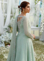 Aqua Hand-Embellished Net Pishwas Dress (2-Piece) - Image 5