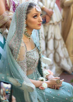 Ice Blue Embellished Net Pishwas Dress (3-Piece) - Image 3