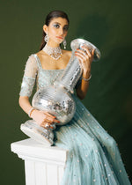 Ice Blue Embellished Net Pishwas Dress (3-Piece) - Image 7