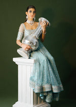 Ice Blue Embellished Net Pishwas Dress (3-Piece) - Image 8