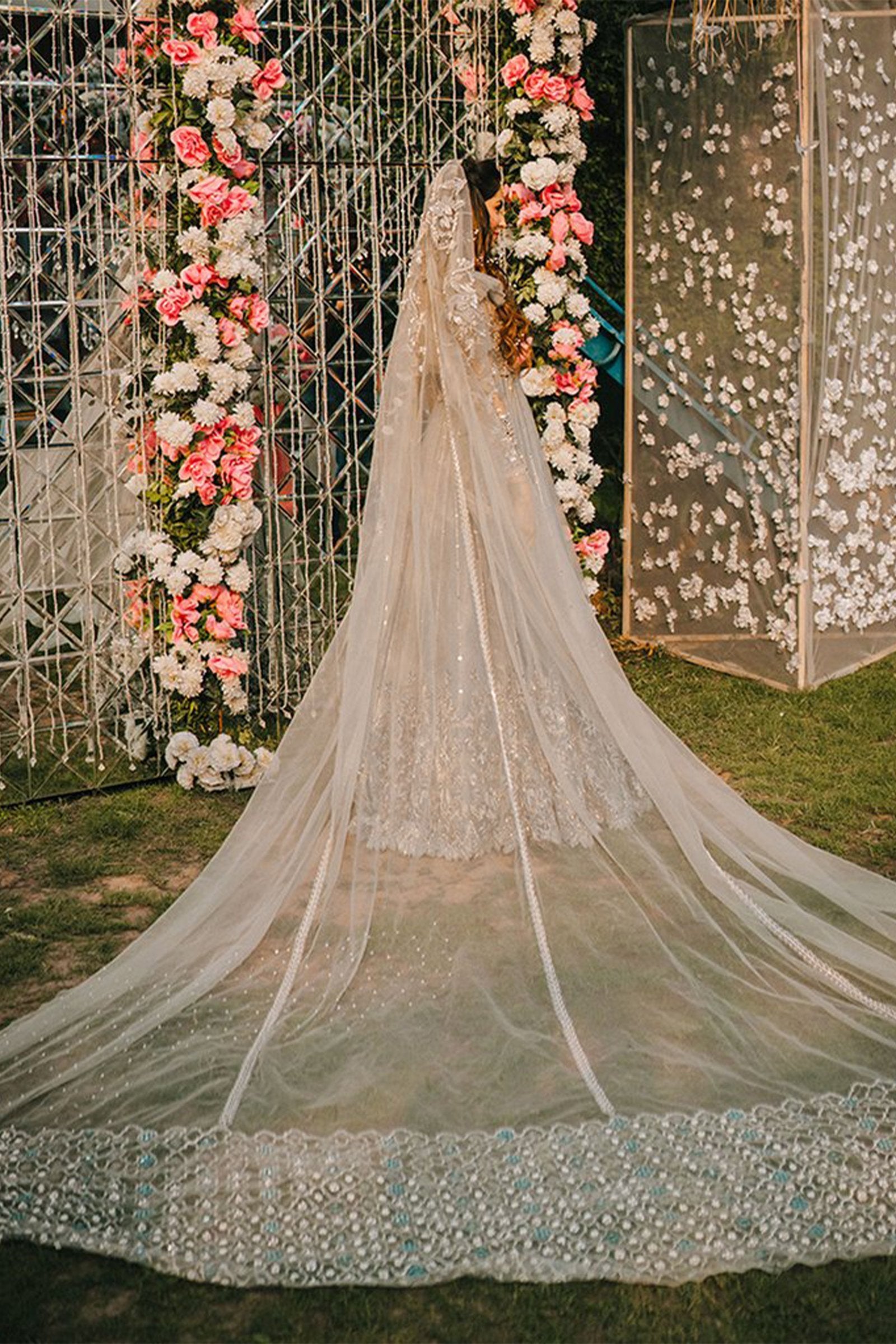 Ice Blue Embellished Net Pishwas Dress (3-Piece) - Image 5