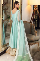 Pakistani Light Blue Embroidered Raw Silk Pishwas (3-Piece) - Image 4