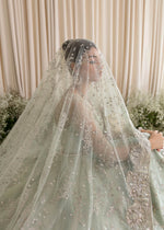 Aqua Embroidered Net & Rawsilk Pishwas Dress (3-Piece) - Image 4