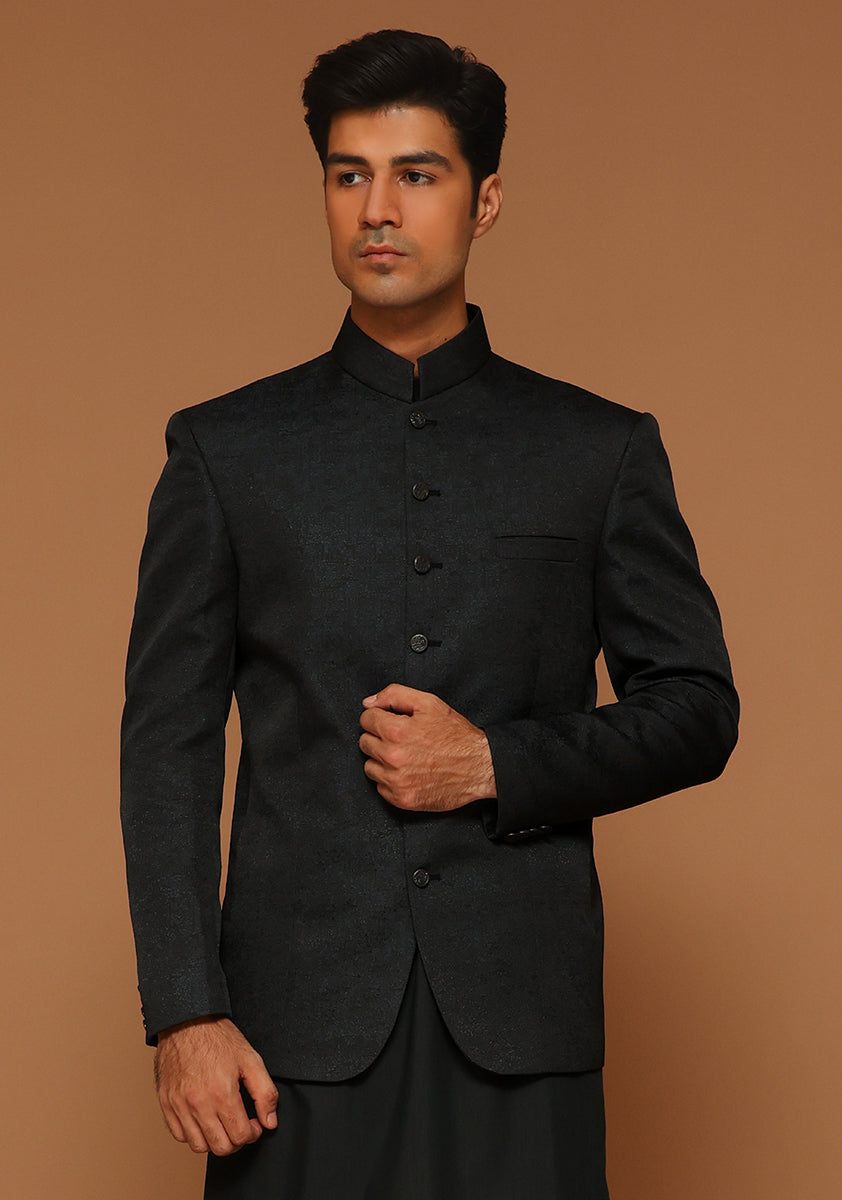 Majolica Blue Jamawar Prince Coat (3-Piece) - Image 2