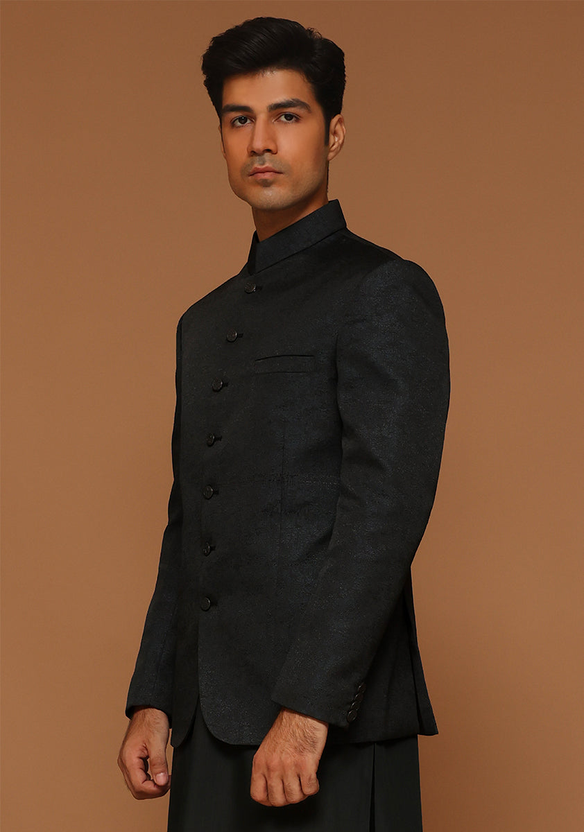 Majolica Blue Jamawar Prince Coat (3-Piece) - Image 3