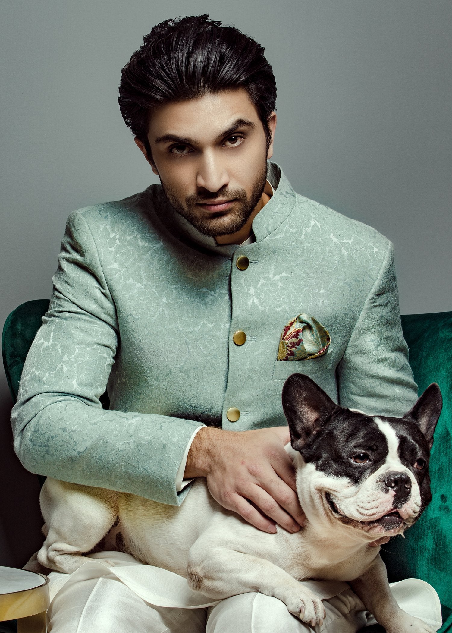 Ice Blue Self-Embossed Korean Raw Silk Prince Coat (1-Pc) - Image 4