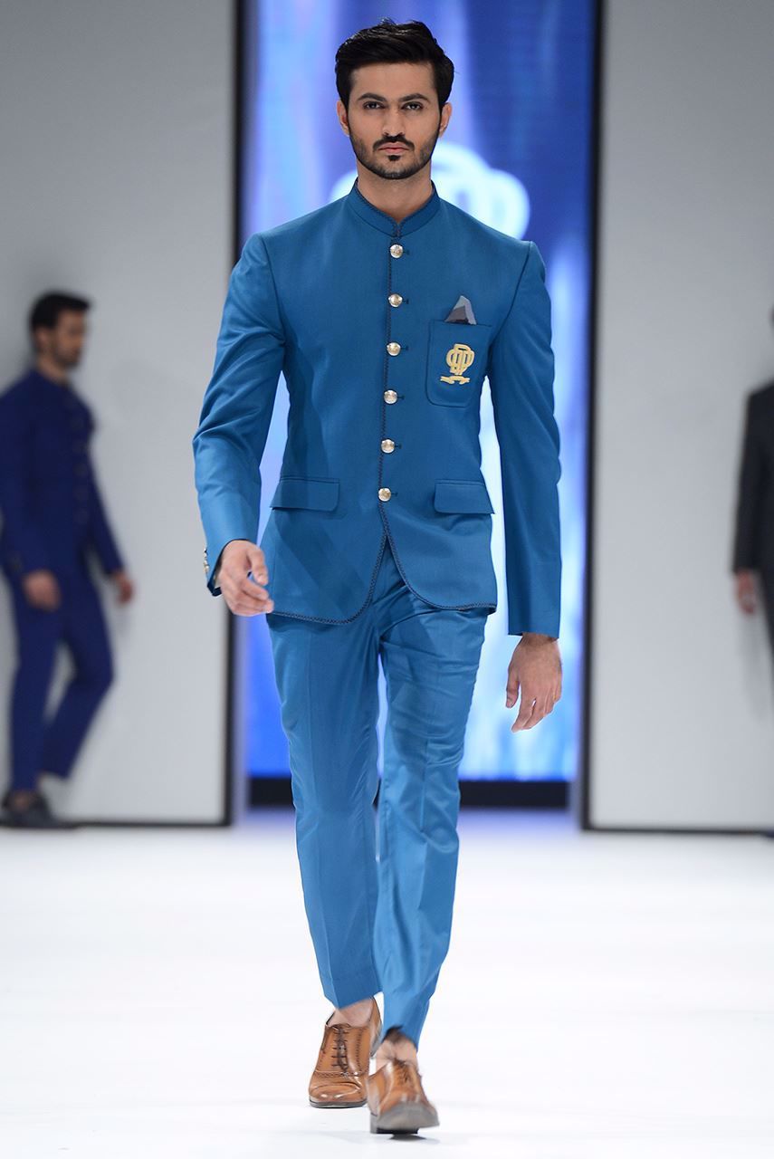Ultramarine Blue Embroidered Suiting Prince Coat (2-Piece) - Image 1