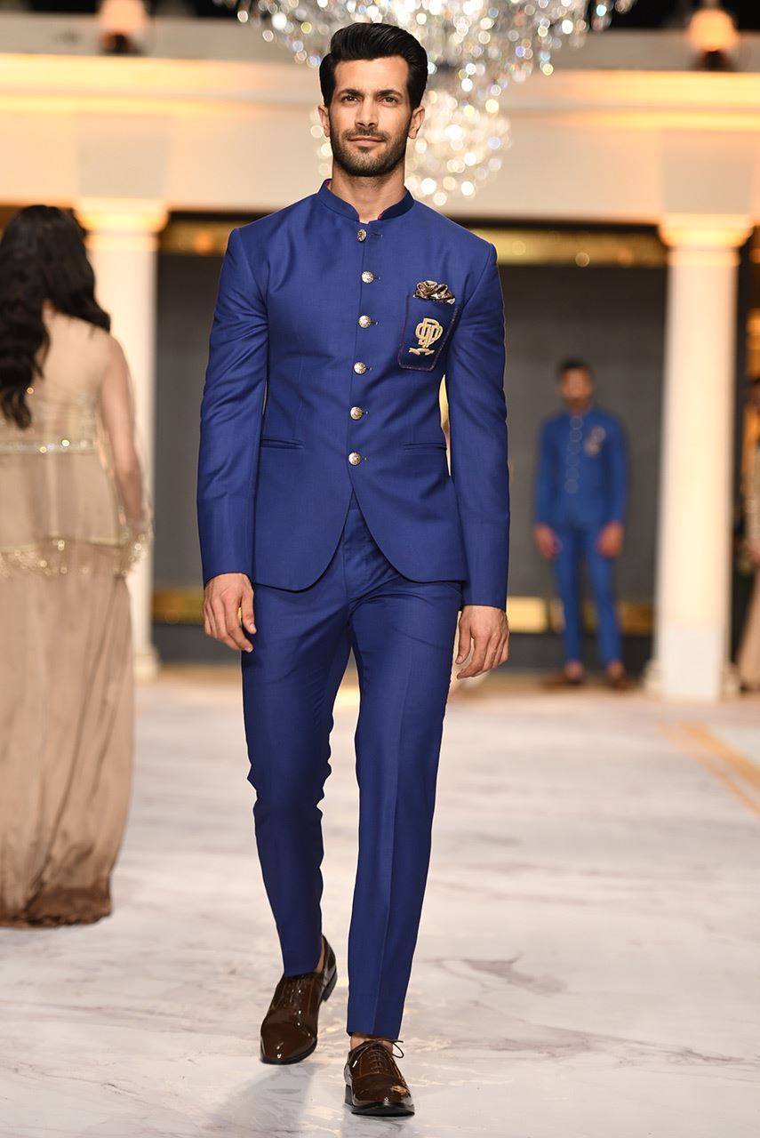 Royal Blue Embroidered Suiting Prince Coat (2-Piece) - Image 4