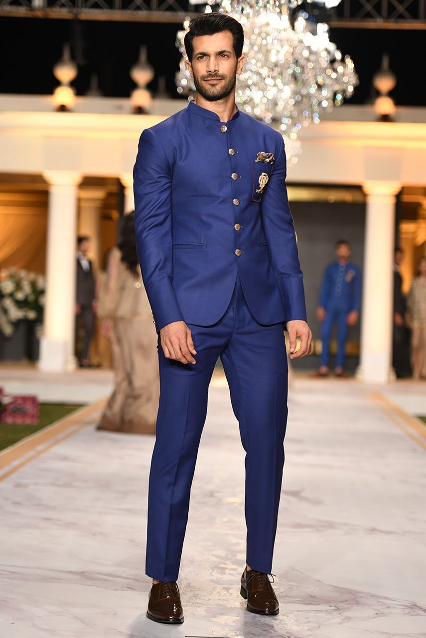 Royal Blue Embroidered Suiting Prince Coat (2-Piece) - Image 5