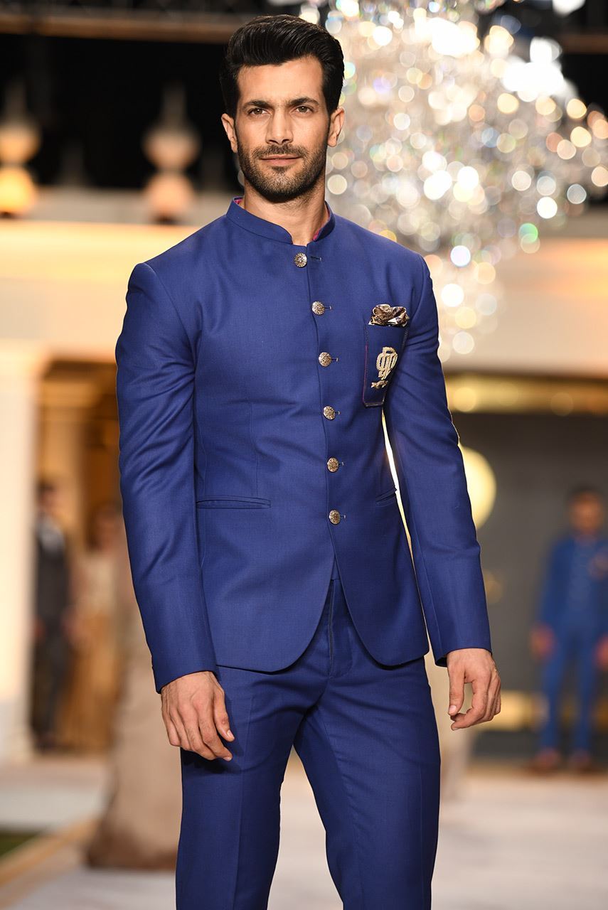 Royal Blue Embroidered Suiting Prince Coat (2-Piece) - Image 6