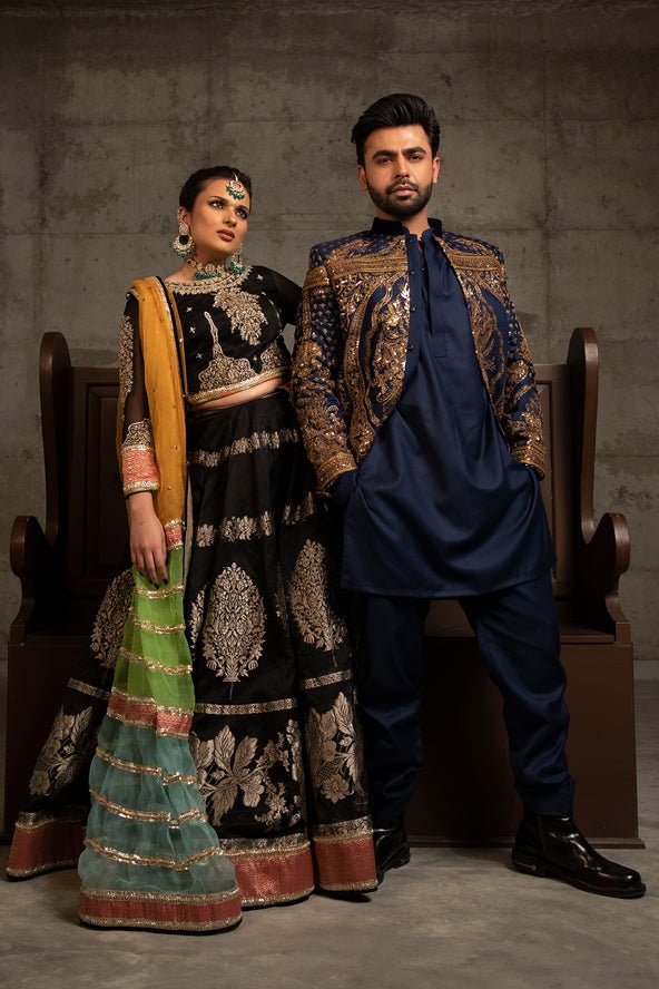 Royal Blue Embroidered Tropical Suiting Raja Coat (3-Piece) - Image 7