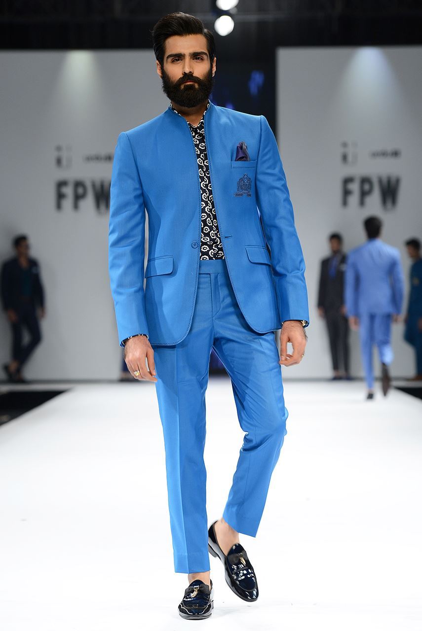 Sky Blue Embroidered Suiting Prince Coat (2-Piece) - Image 6