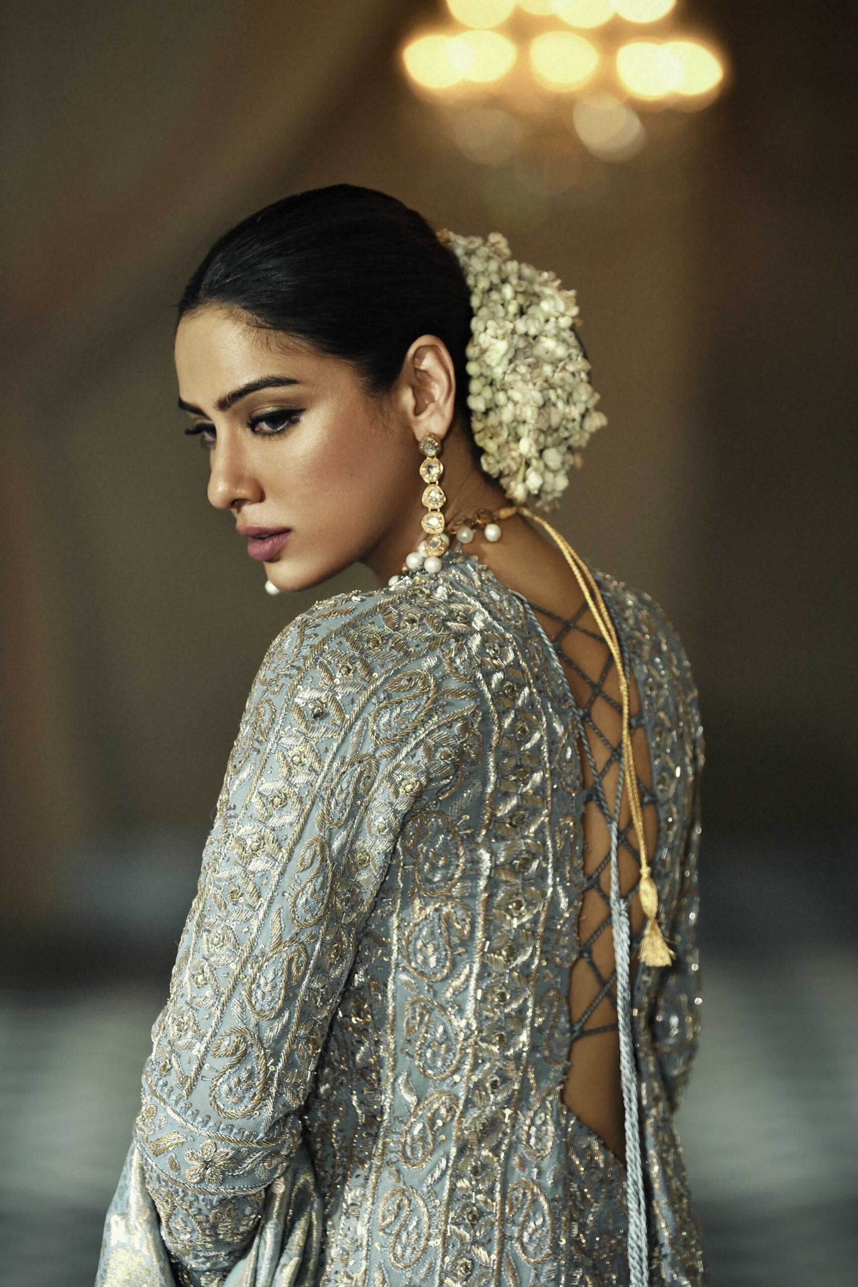 Pakistani Blue Chiffon Chikankari Salwar Kameez (3-Piece) - Image 1