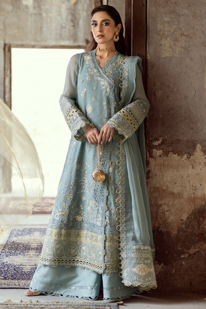 Pakistani Powder Blue Chikankari Chiffon Salwar Kameez (3-Piece) - Image 1
