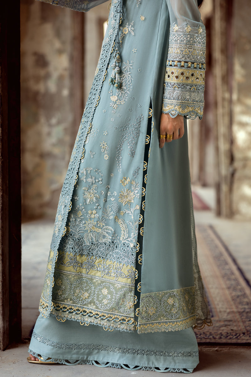 Pakistani Powder Blue Chikankari Chiffon Salwar Kameez (3-Piece) - Image 2