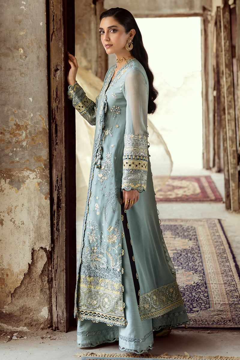 Pakistani Powder Blue Chikankari Chiffon Salwar Kameez (3-Piece) - Image 4