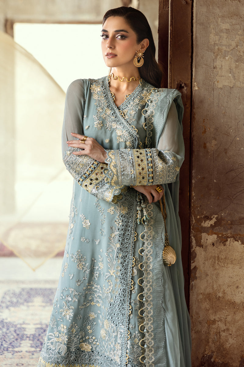 Pakistani Powder Blue Chikankari Chiffon Salwar Kameez (3-Piece) - Image 5