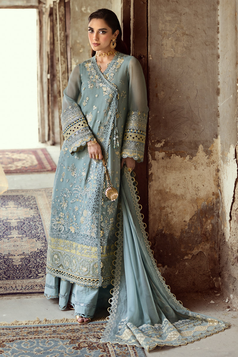 Pakistani Powder Blue Chikankari Chiffon Salwar Kameez (3-Piece) - Image 6