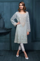 Light Blue Embellished Chiffon Salwar Kameez (2-Piece) - Image 2