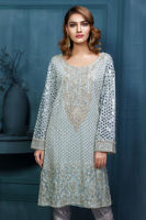 Light Blue Embellished Chiffon Salwar Kameez (2-Piece) - Image 3