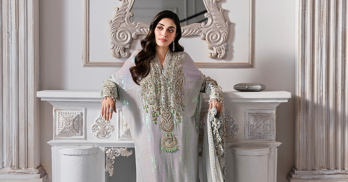 Ice Blue Embroidered Chiffon 3-Piece Suit - Image 20