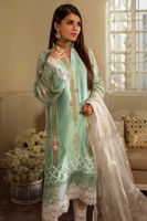 Pakistani Sea Blue Embroidered Cotton Net Salwar Kameez (3-Piece) - Image 3