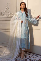 Ice Blue Embroidered Cotton Zari Salwar Kameez (3-Piece) - Image 2