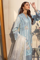 Ice Blue Embroidered Cotton Zari Salwar Kameez (3-Piece) - Image 3