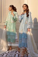 Ice Blue Embroidered Cotton Zari Salwar Kameez (3-Piece) - Image 5