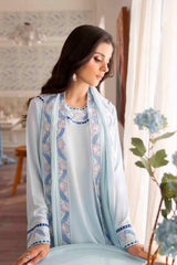 Sky Blue Embroidered Georgette Chiffon Salwar Kameez (3-Piece) - Image 3