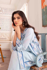 Sky Blue Embroidered Georgette Chiffon Salwar Kameez (3-Piece) - Image 6