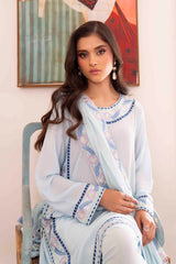 Sky Blue Embroidered Georgette Chiffon Salwar Kameez (3-Piece) - Image 8