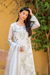 Pakistani Pastel Blue Embroidered Georgette Chiffon Salwar Kameez (3-Piece) - Image 3