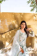 Pakistani Pastel Blue Embroidered Georgette Chiffon Salwar Kameez (3-Piece) - Image 6
