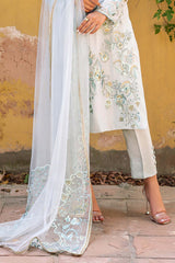 Pakistani Pastel Blue Embroidered Georgette Chiffon Salwar Kameez (3-Piece) - Image 7