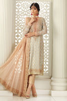 Pakistani Sterling Blue Embellished Jamawar Salwar Kameez (3-Piece) - Image 2