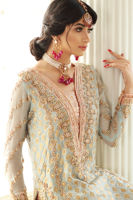 Pakistani Sterling Blue Embellished Jamawar Salwar Kameez (3-Piece) - Image 4