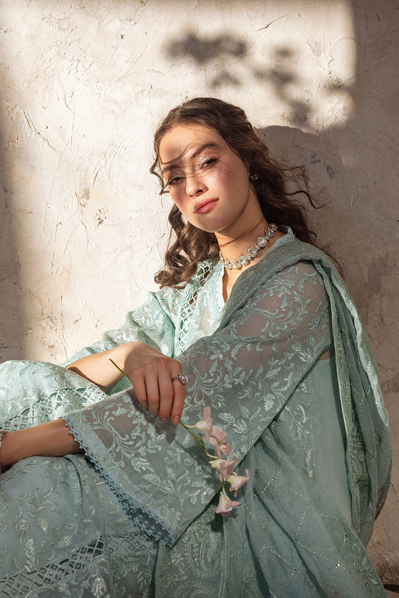 Aqua Chikankari Cotton Net Salwar Kameez (3-Piece) - Image 10