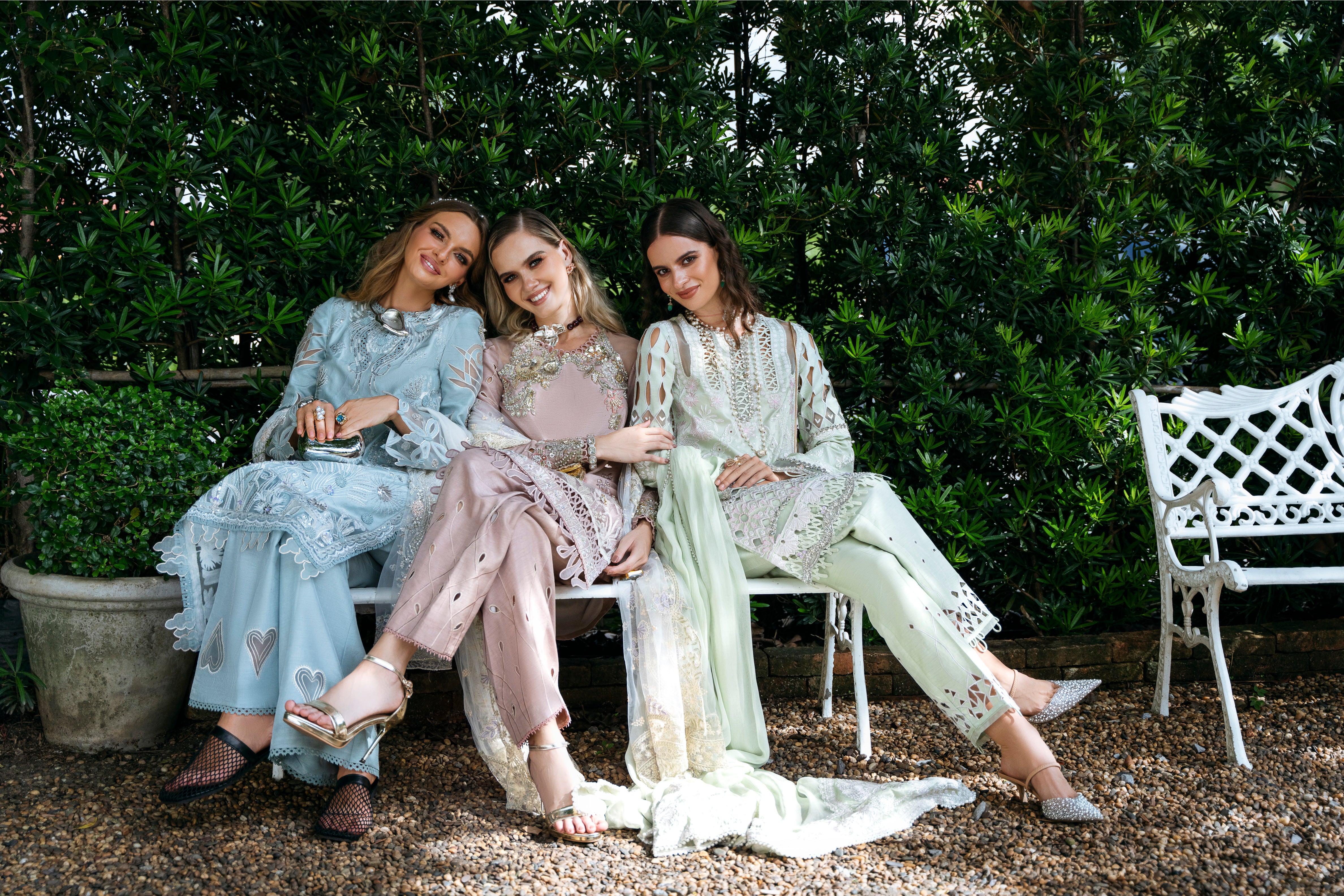 Powder Blue Embroidered Korean Silk Salwar Kameez (3-Piece) - Image 8