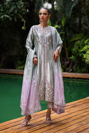 Pakistani Powder Blue Embellished Lamé Salwar Kameez (3-Piece) - Image 1