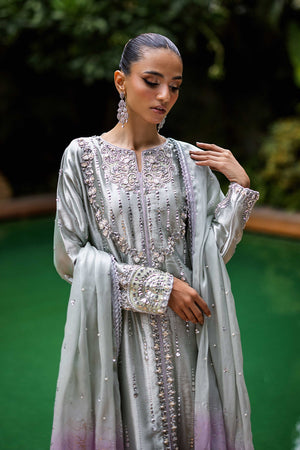 Pakistani Powder Blue Embellished Lamé Salwar Kameez (3-Piece) - Image 4